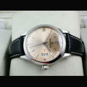 Designer Men's Rose Gold Genuine Leather Watches Jaeger LeCoultre