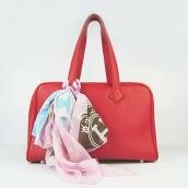 Replica Hermes Handbags Red Cow Leather Bowling