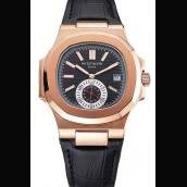 Replica Perfect Watches Patek Philippe Leather Black Sapphire Crystal